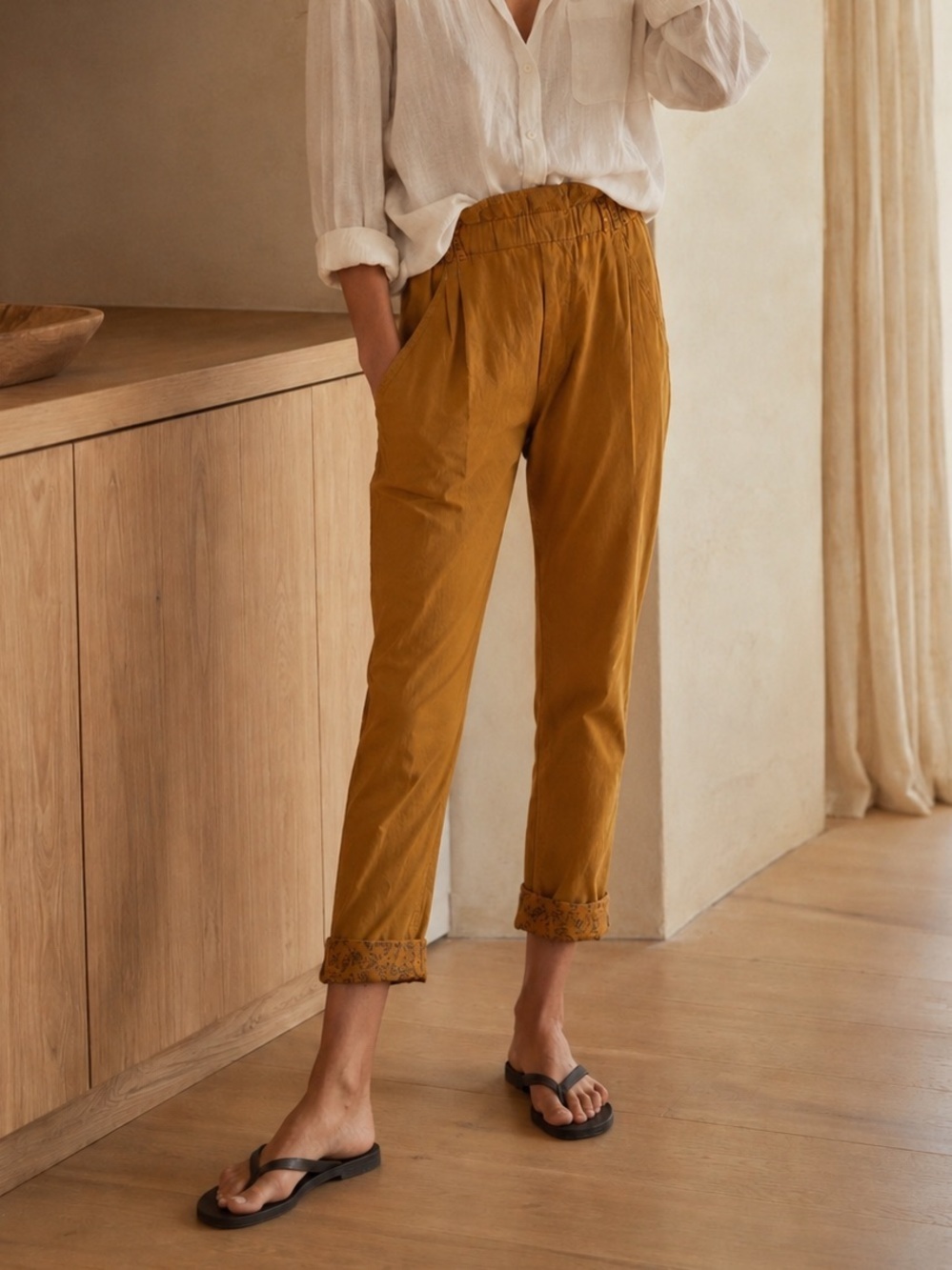 By Anthropologie Malin Utility Cotton Pants High Rise Cedar Medium